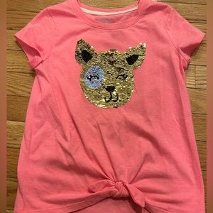 Girls Short Sleeve Sequin Flip Shirt Size Medium (7/8)